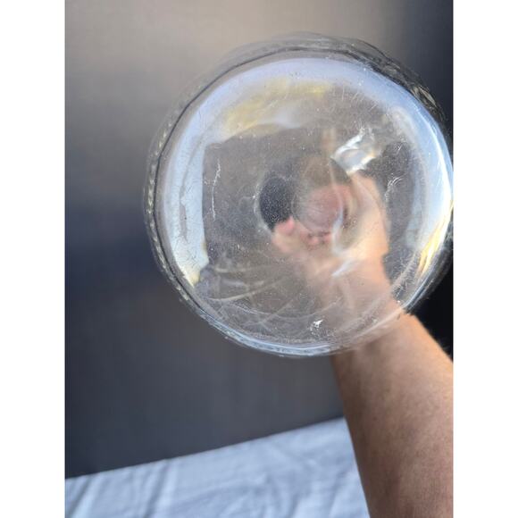 Vintage Clear Pressed Glass Pitcher Diamond Pattern Handle - Picture 2 of 4